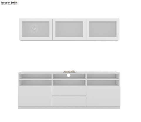 Delfino Engineered Wood Modular TV Unit With Ample Storage | TV Media Console Suitable For Up To 65 Inch TV (White Finish)