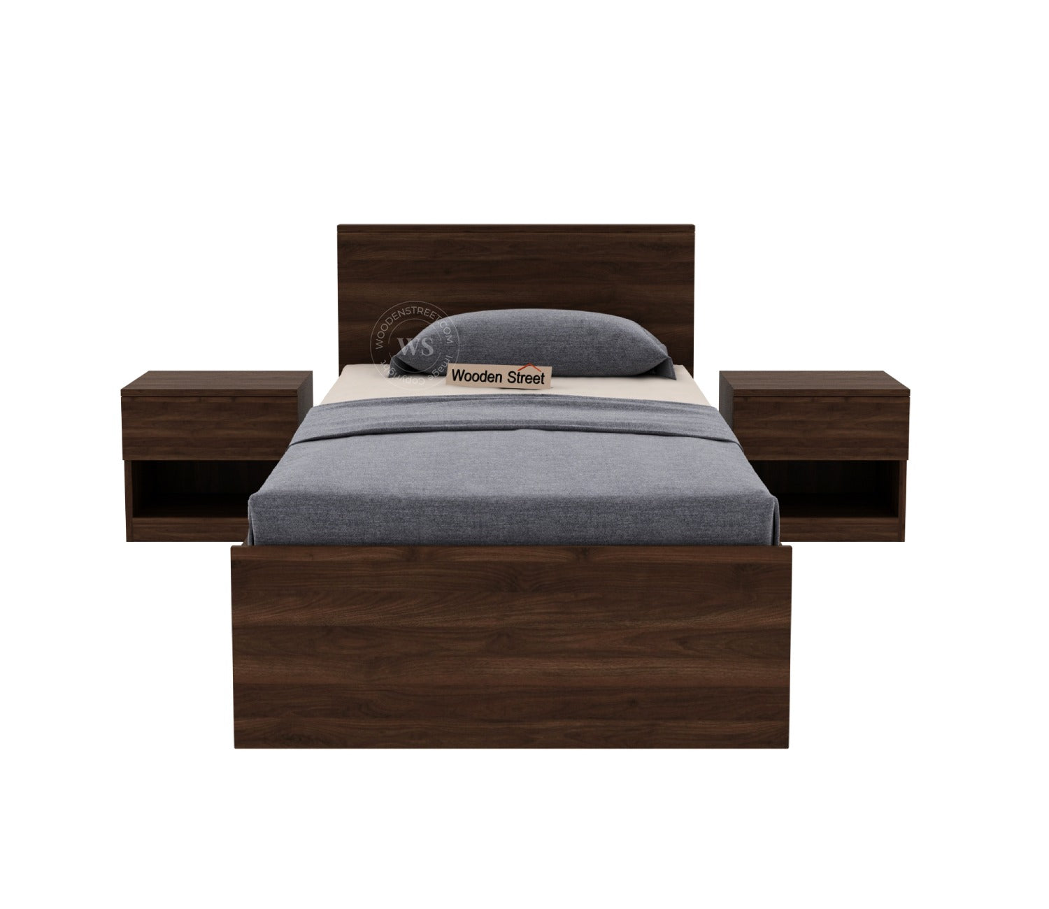 Clemency Bed without Storage (Single Size, Columbian Walnut Finish)