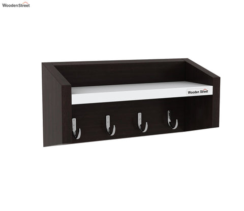 Alex Wall Shelf with Key Holders (Flowery Wenge Frosty White Finish)