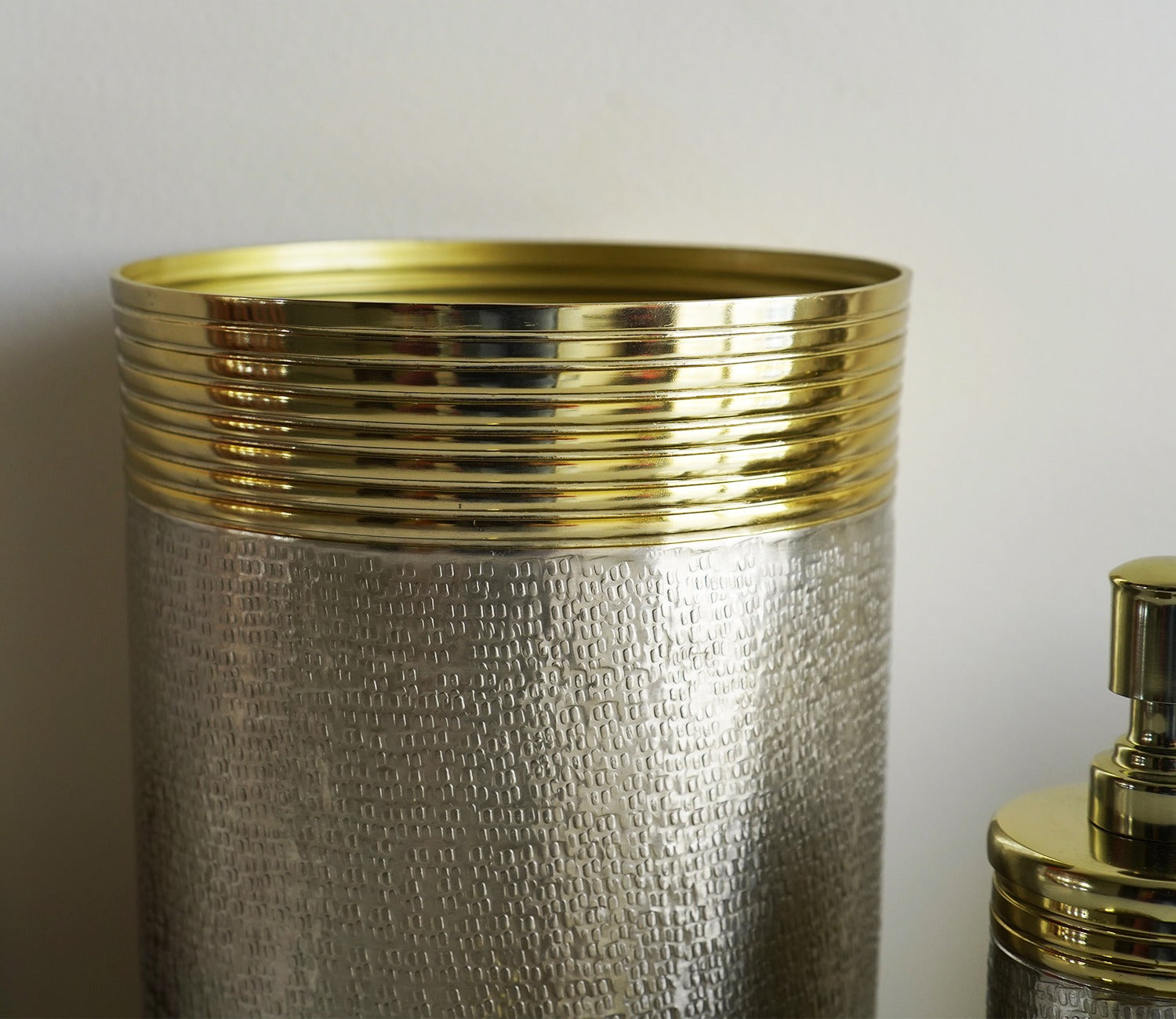 Neysa Hammered Gold and Silver Waste Bin