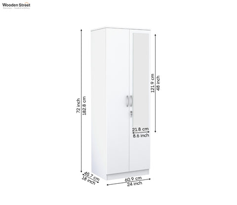 Lillian 2 Door Wardrobe With Mirror (Frosty White Finish)