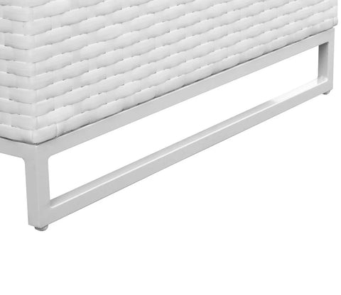 White Adjustable Outdoor Patio Lounger With Grey Cushions
