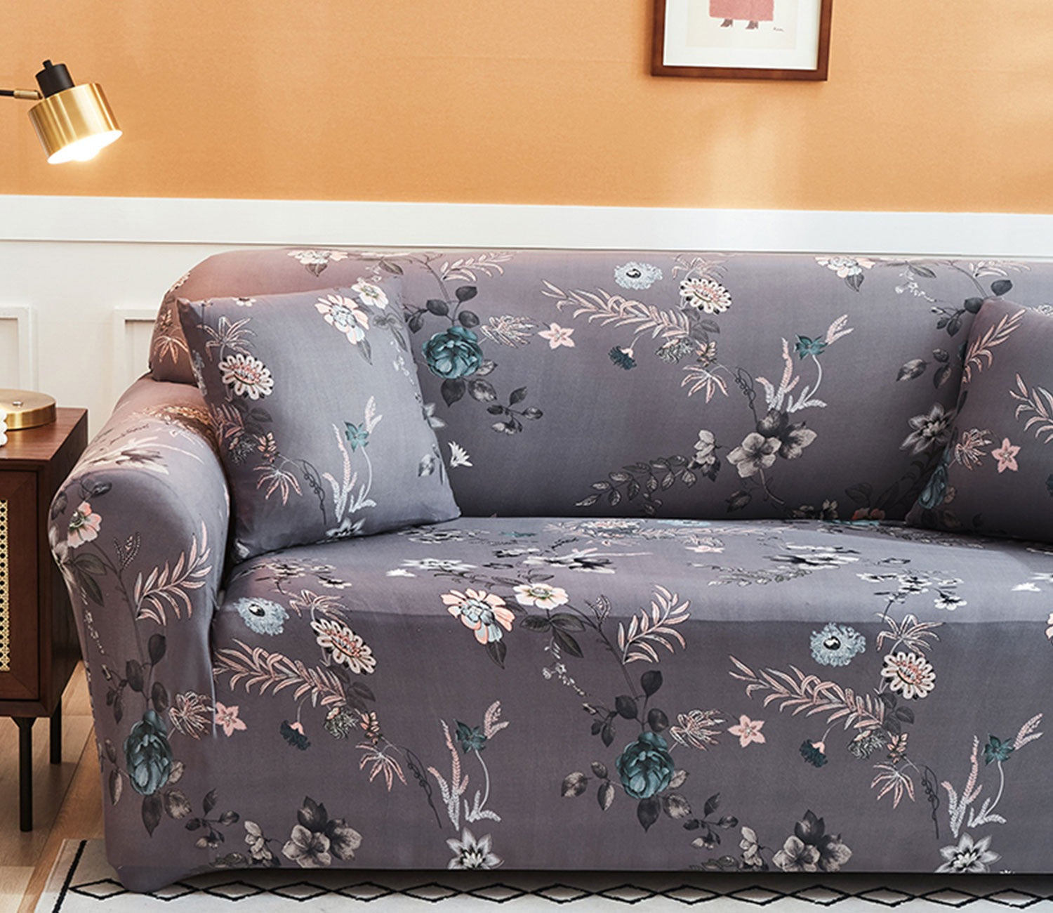 Ethel Floral Printed Polyester Spandex 1 Seater Sofa Cover