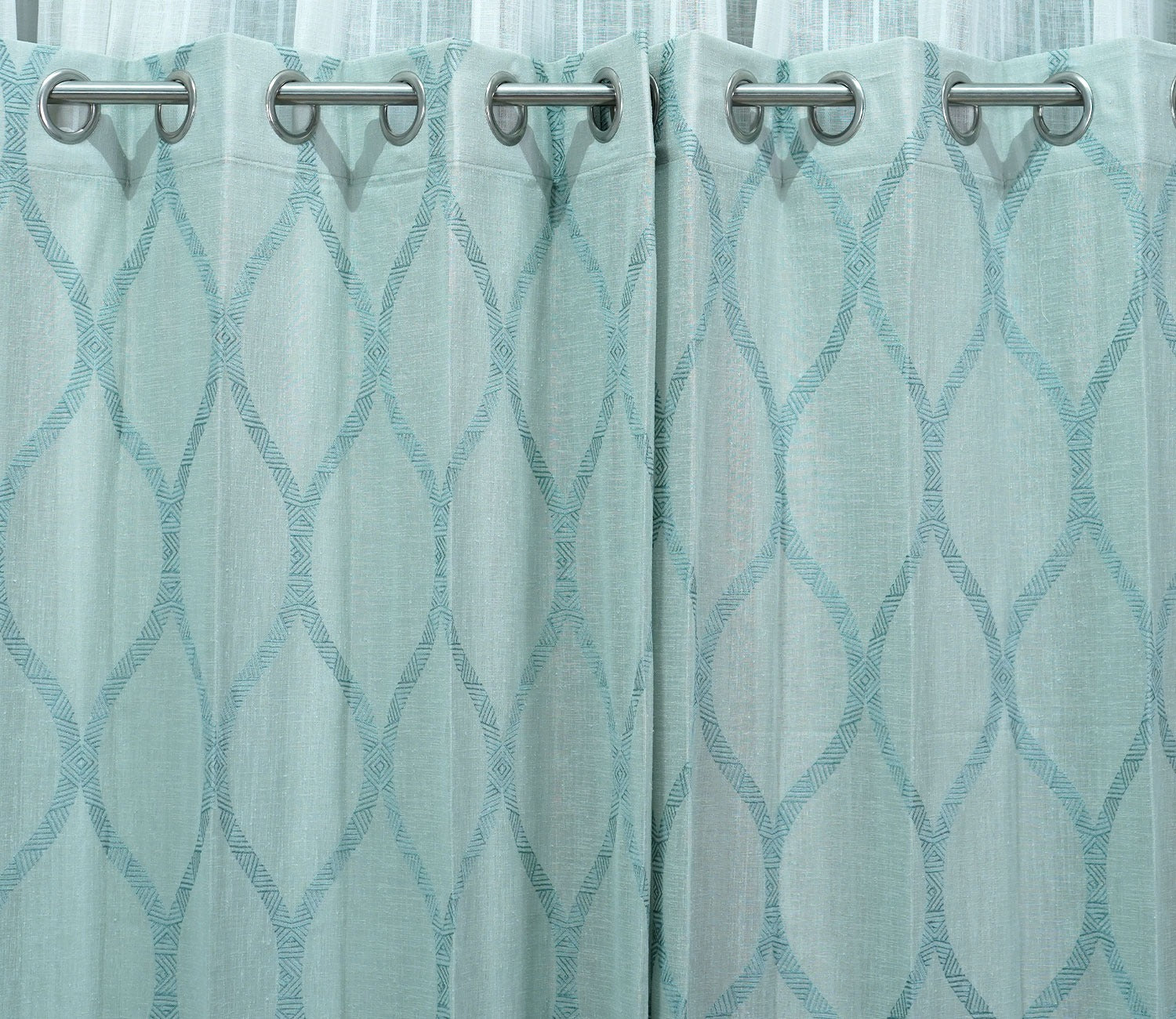 Twisted Sheer Door Curtains Set of 2 (Blue, 7 Feet)