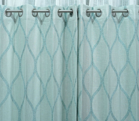 Twisted Sheer Door Curtains Set of 2 (Blue, 7 Feet)
