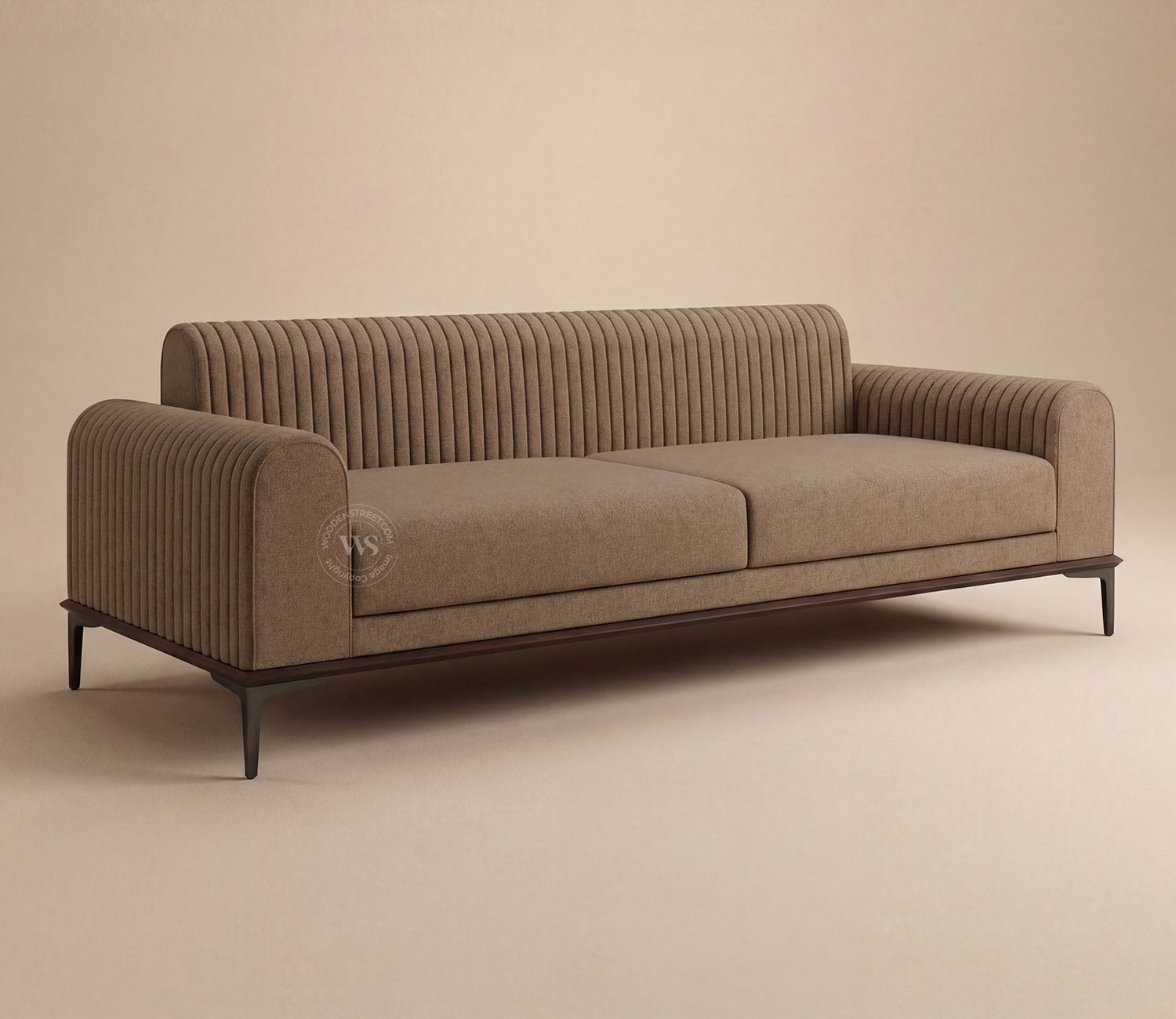 Lorenz 3 Seater Sofa (Cotton, Sand Brown)