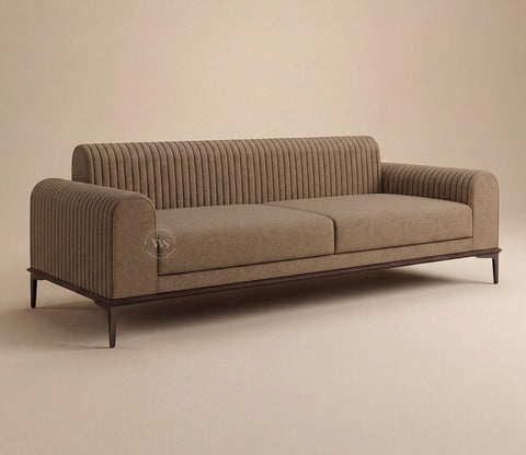 Lorenz 3 Seater Sofa (Cotton, Sand Brown)