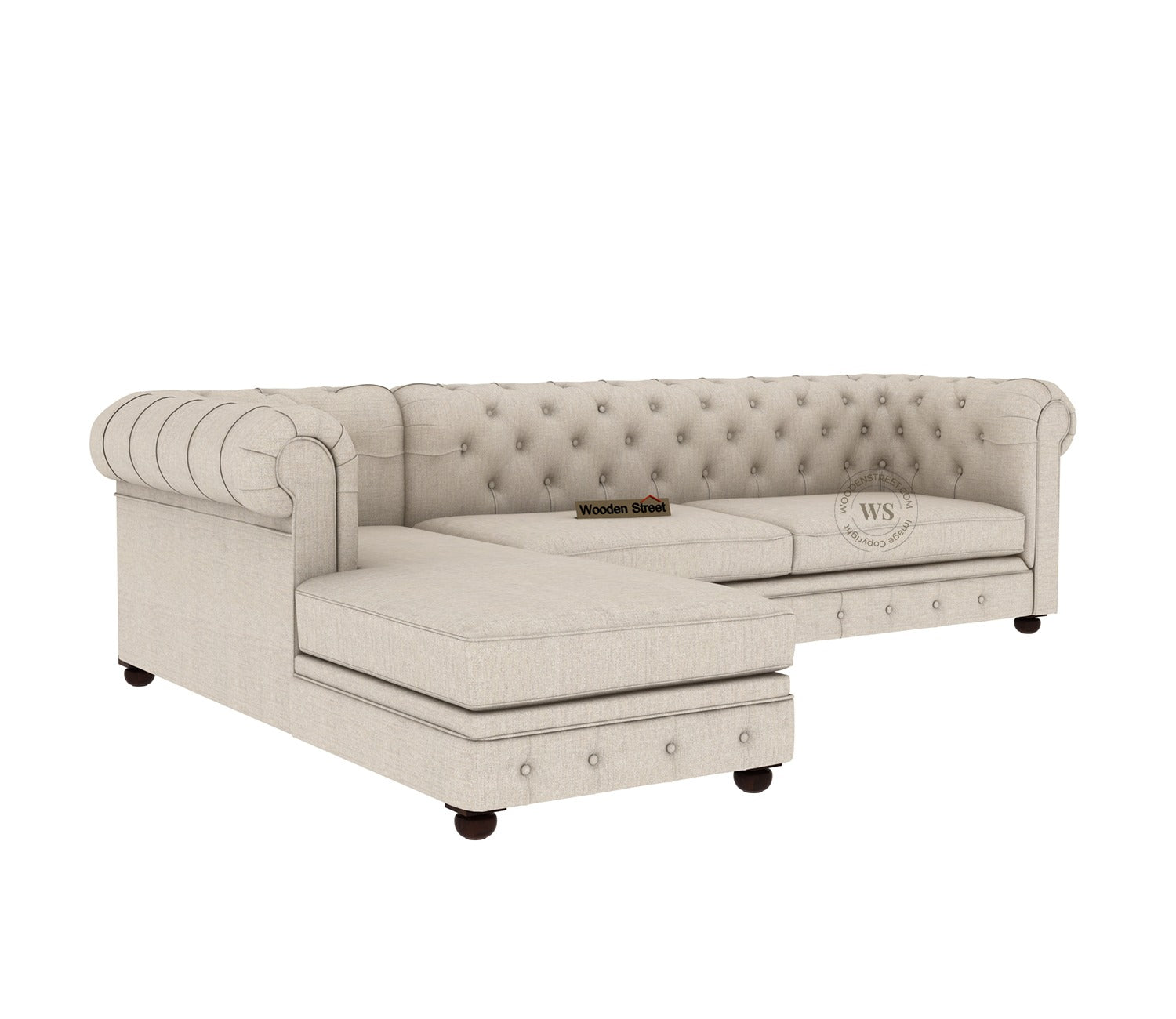 Henry L - Shaped Left Aligned Corner Sofa (Cotton, Jade Ivory)