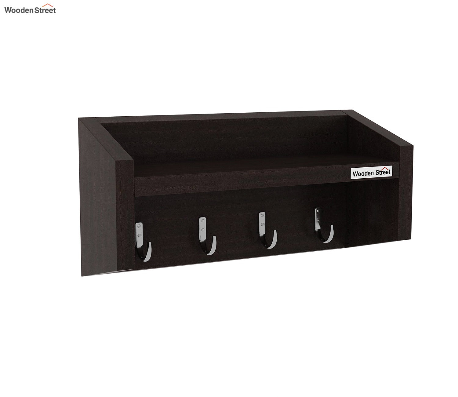 Alex Wall Shelf with Key Holders (Flowery Wenge Finish)