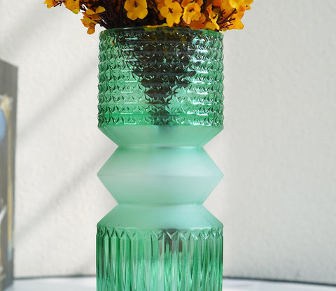 Floral Pottery Glass Vase (Green)