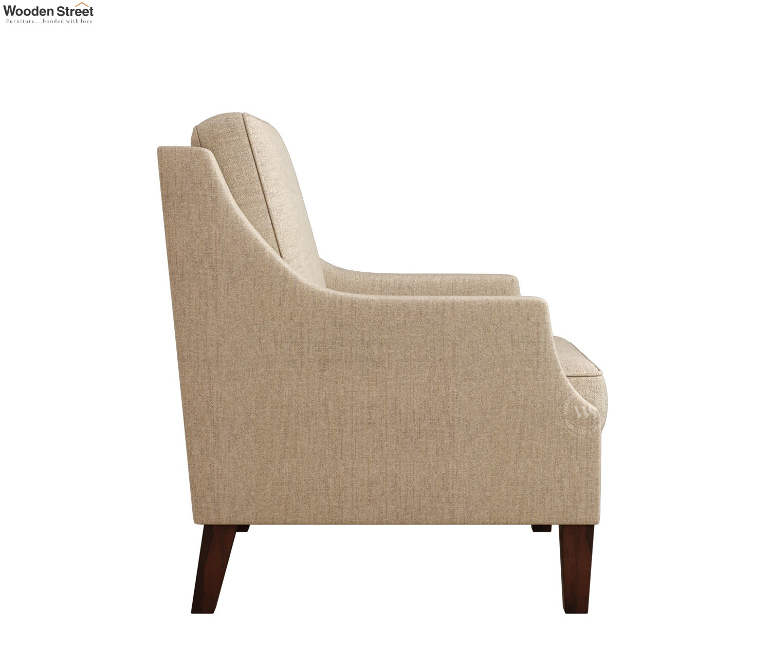 Minerva Premium Upholstered Lounge Chair With Cushioned Seat (Jade Ivory, Walnut Finish)