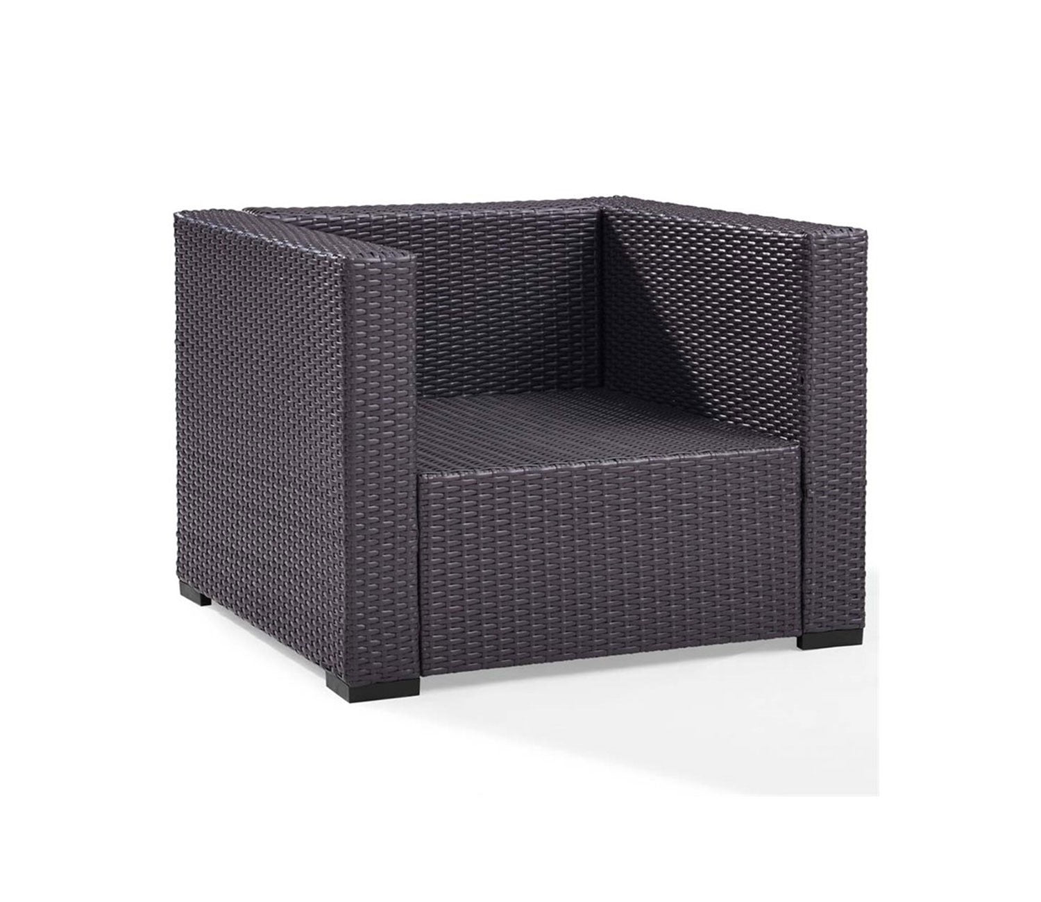 Dark Brown Rattan And Wicker Patio Sofa Cum Chair With White Cushions
