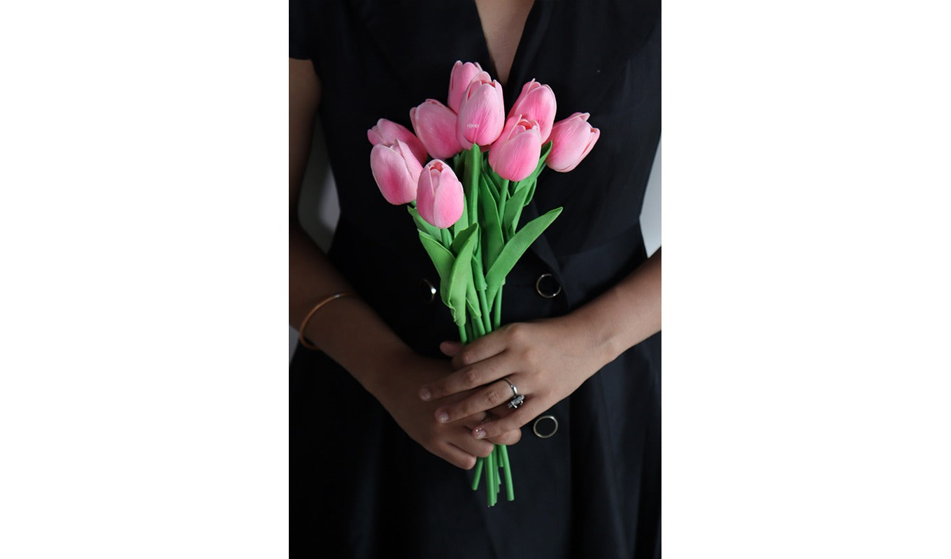 Pink Tulip Artificial Flower - Set of 5