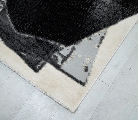 Bergen Black and White Abstract Pattern Carpet  (11 x 7 Feet)
