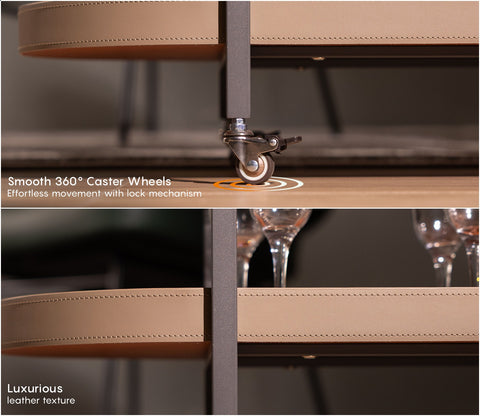 Cambert Modern Serving Trolley with Storage Shelves (Brown)
