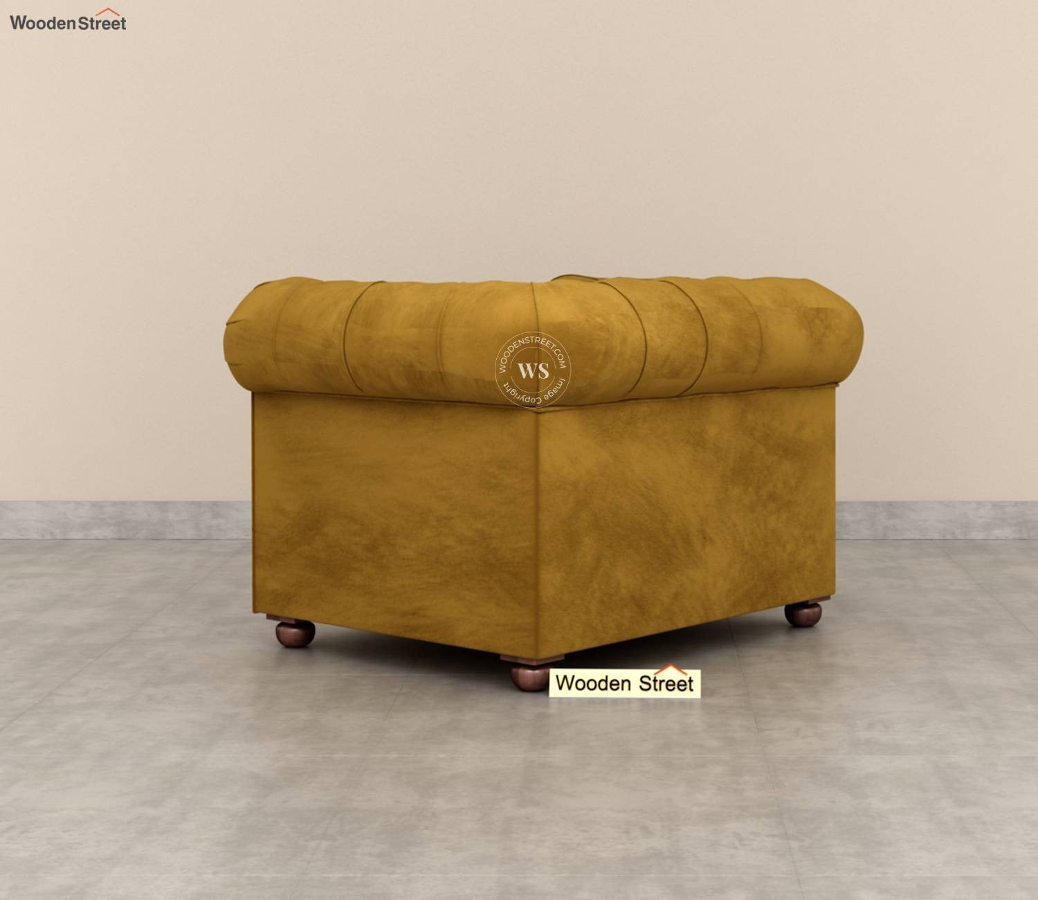 Henry 1 Seater Sofa (Velvet, Chestnut Brown)