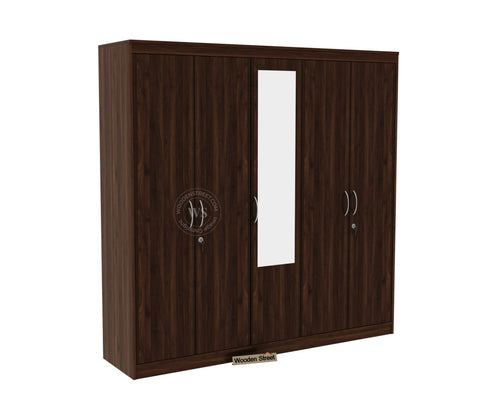 Mahin Five Door Multi Utility Wardrobe with Mirror (Columbian Walnut Finish)