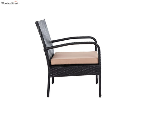 Dark Brown 2 Seater Outdoor Furniture Set With Cream Cushions