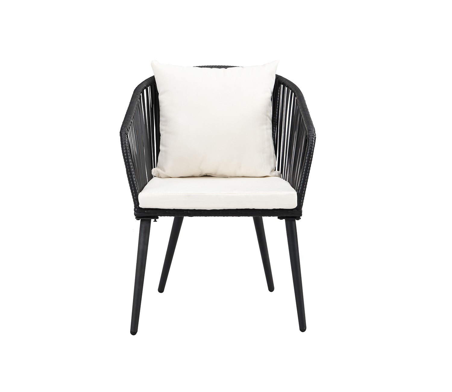 Black 2 Seater Chair With Table And Cream Cushions Balcony Set