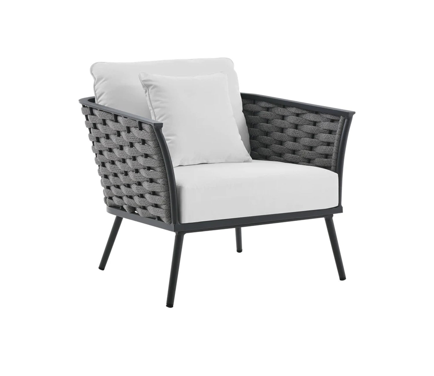 Grey Rope 6 Seater Sofa Set With Table And White Cushions