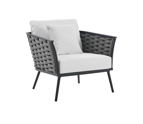 Grey Rope 6 Seater Sofa Set With Table And White Cushions