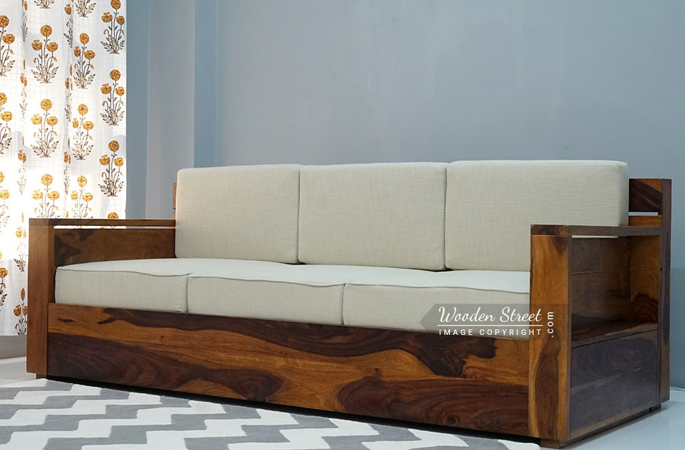 Marriott 3 Seater Wooden Sofa (Honey Irish Cream)