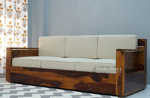 Marriott 3 Seater Wooden Sofa (Honey Irish Cream)