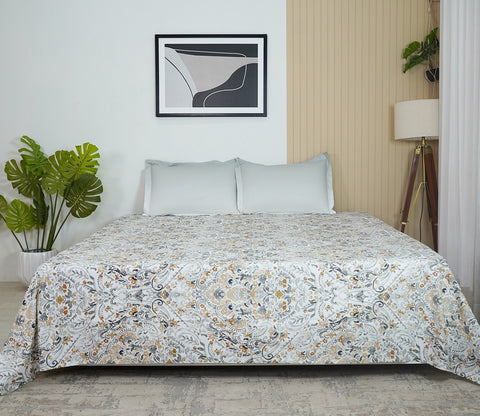 Yantra 180 TC Flat Pure Cotton King Size Bedsheet With 2 Pillow Covers (White)