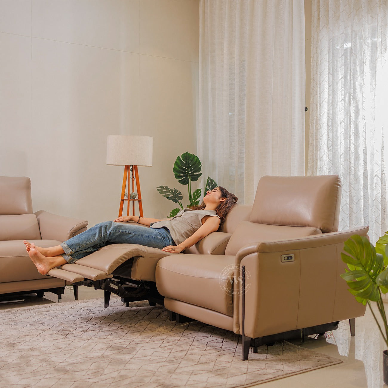 Dennis Luxe Electric Recliner 2 Seater Sofa (Urban Beige)