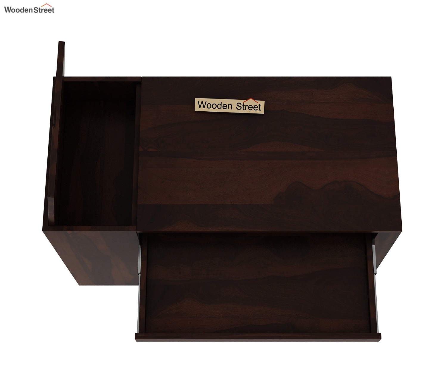 Alkin Study Table with Keyboard Tray and Side Storage (Walnut Finish)