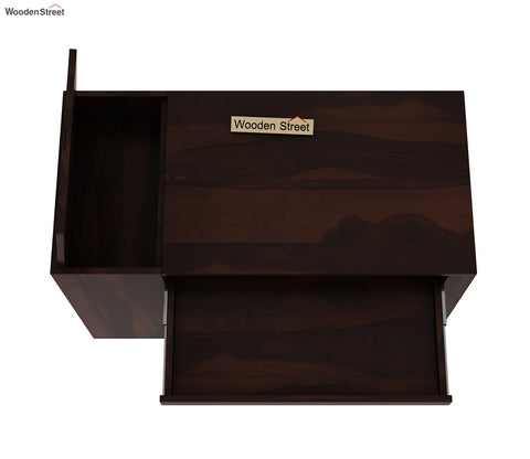 Alkin Study Table with Keyboard Tray and Side Storage (Walnut Finish)