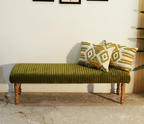 Piccolo Upholstered Bench (Dark Olive Green)