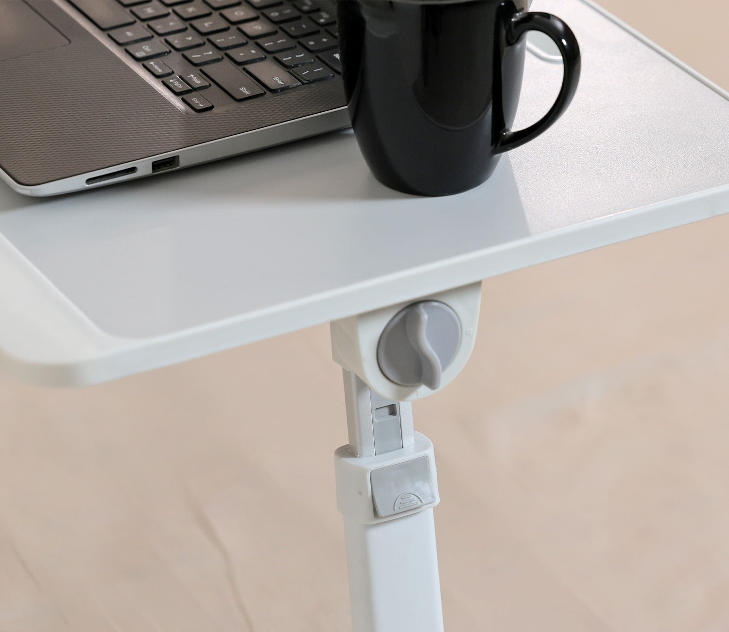 Nerdy Height Adjustable and Foldable Engineered Wood Breakfast, Study and Laptop Table (Silver)