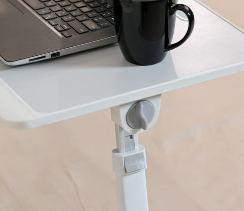 Nerdy Height Adjustable and Foldable Engineered Wood Breakfast, Study and Laptop Table (Silver)