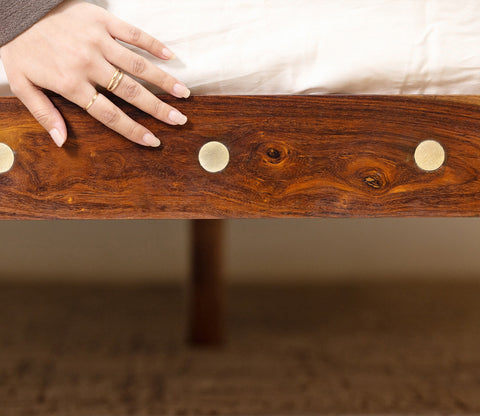 Sarthi Sheesham Wood Bed Without Storage (Queen Size, Teak Finish)