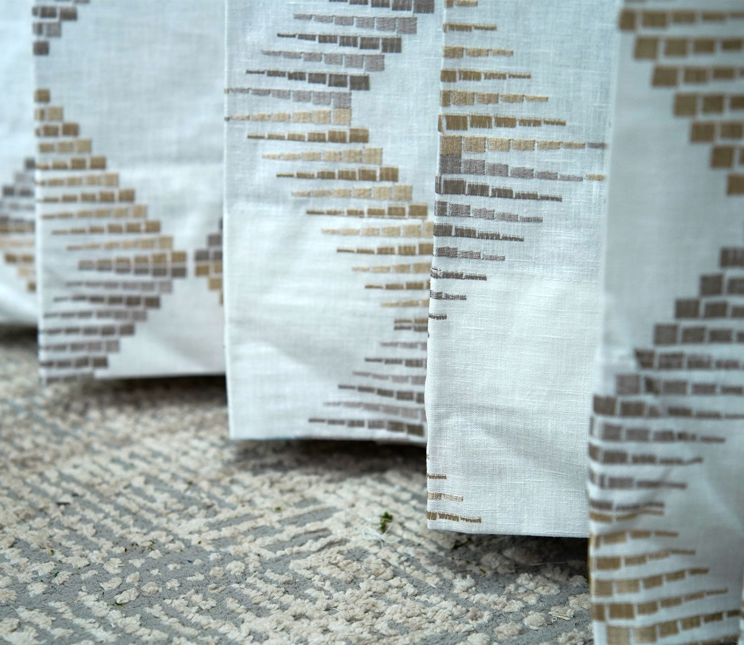 Rhombus Sheer Door Curtains Set of 2 (Beige, 7 Feet)