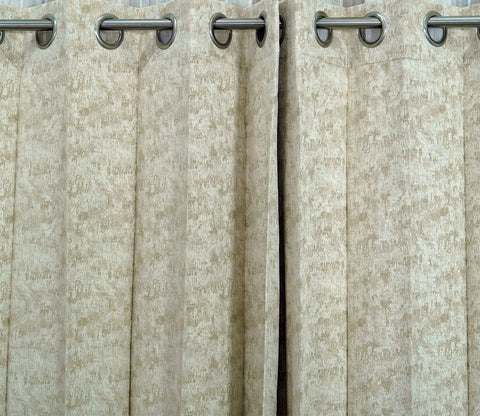 Shiny Textured Blackout 1 Piece Curtain (Beige, 7 Feet)