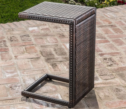 Dark Brown Outdoor C Shape Table