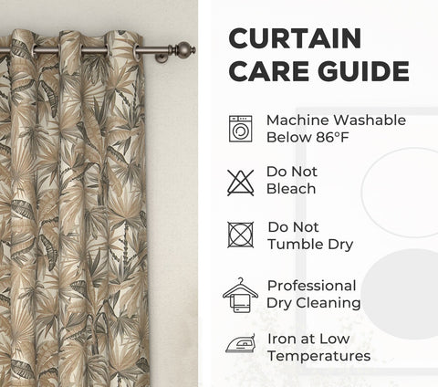 Palm Tree Light-Filtering Door Curtains Set of 2 (Grey, 7 Feet)