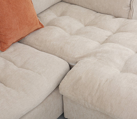 Maribelle Premium Upholstery L shape Fabric Sofa (Off White)