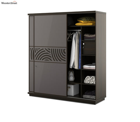 Kosmo Ripples 2 Door Sliding Wardrobe in High Gloss Basalt Grey Finish