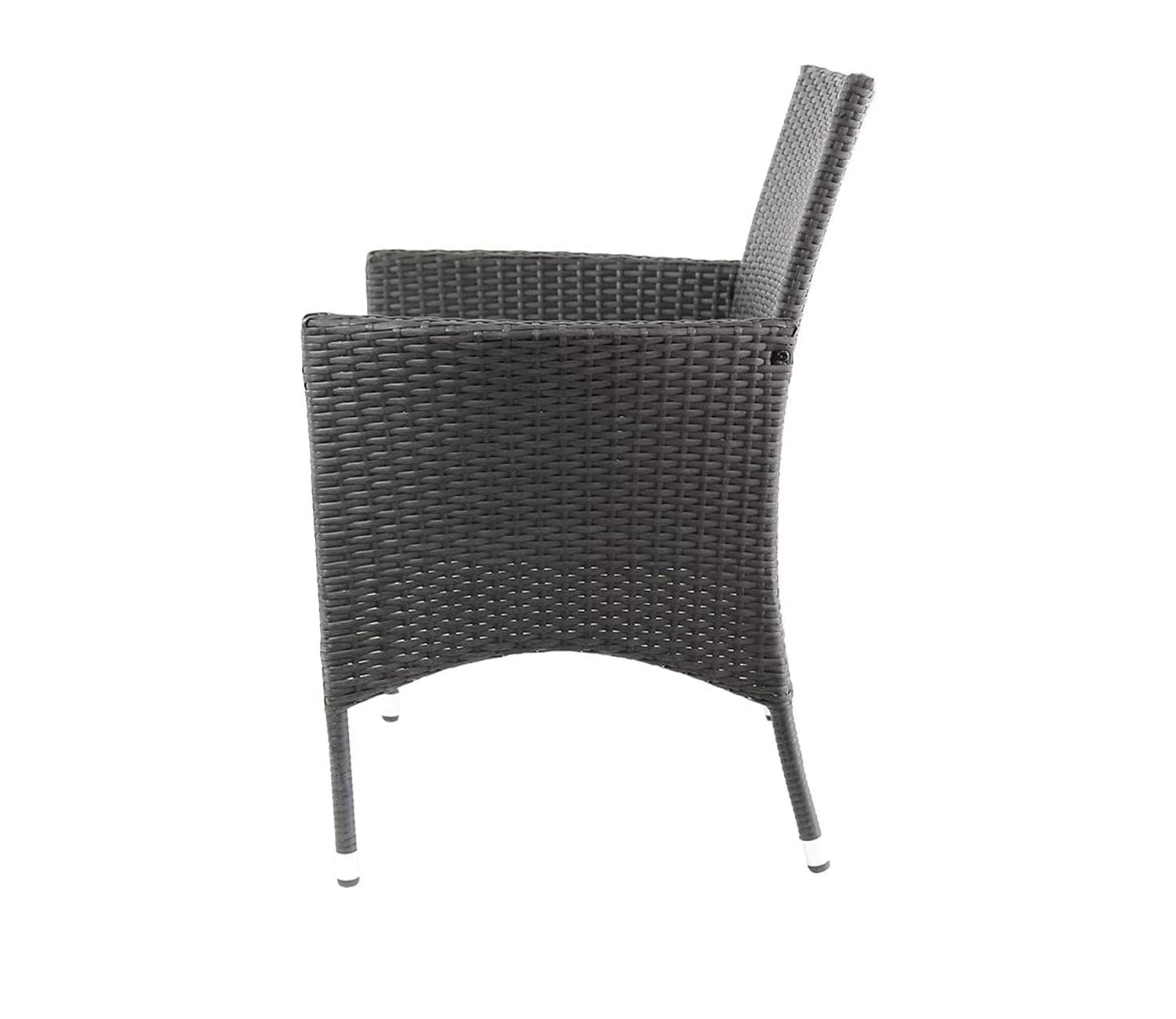 Black Rattan And Wicker Patio Chair with White Cushions (Set Of 2)