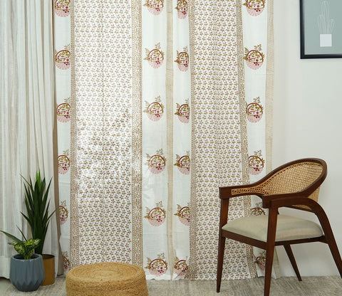 Bird Nest 1 Piece Long Door Curtain (White, 9 Feet)
