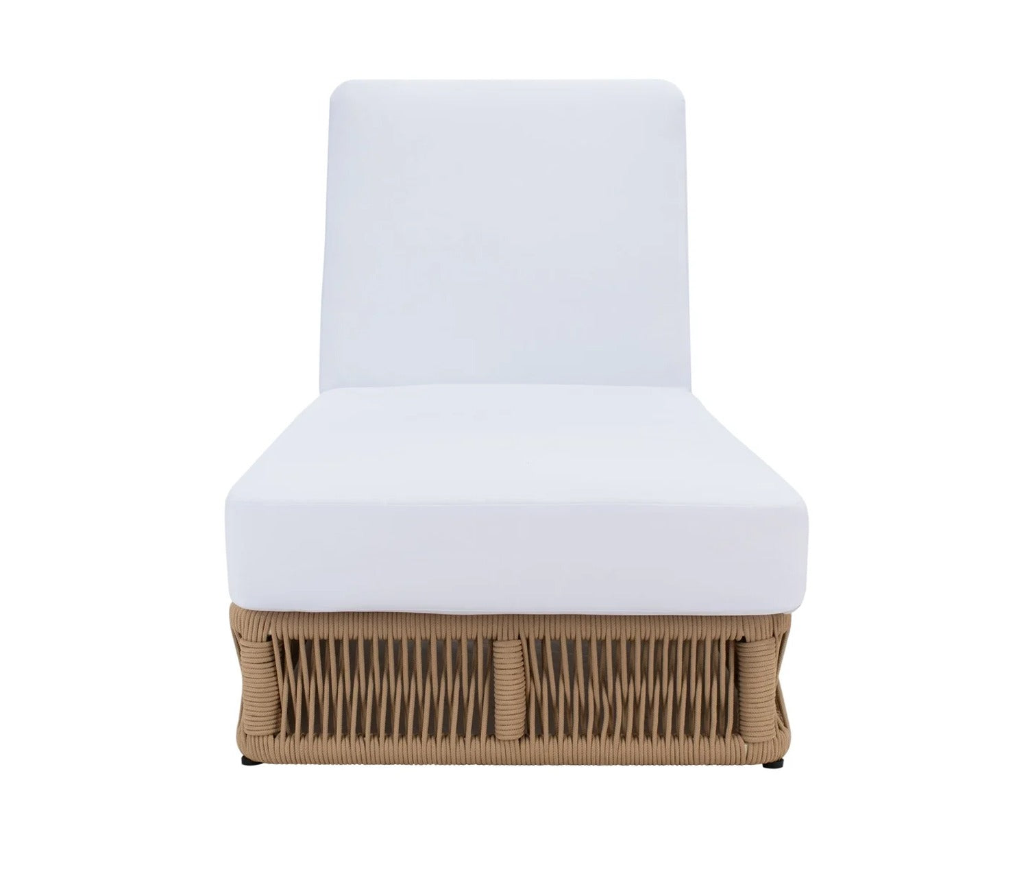 Beige Rope Outdoor Patio Lounger With Off White Cushions
