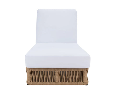 Beige Rope Outdoor Patio Lounger With Off White Cushions