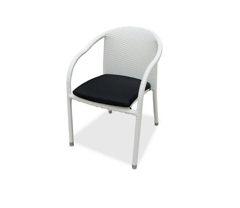 White Wicker And Rattan 4 Seater Dining Set With Black Cushions