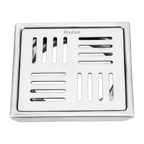Trueliving_Ruby Silver Square 304-Grade Floor Drain (5 x 5 Inches)