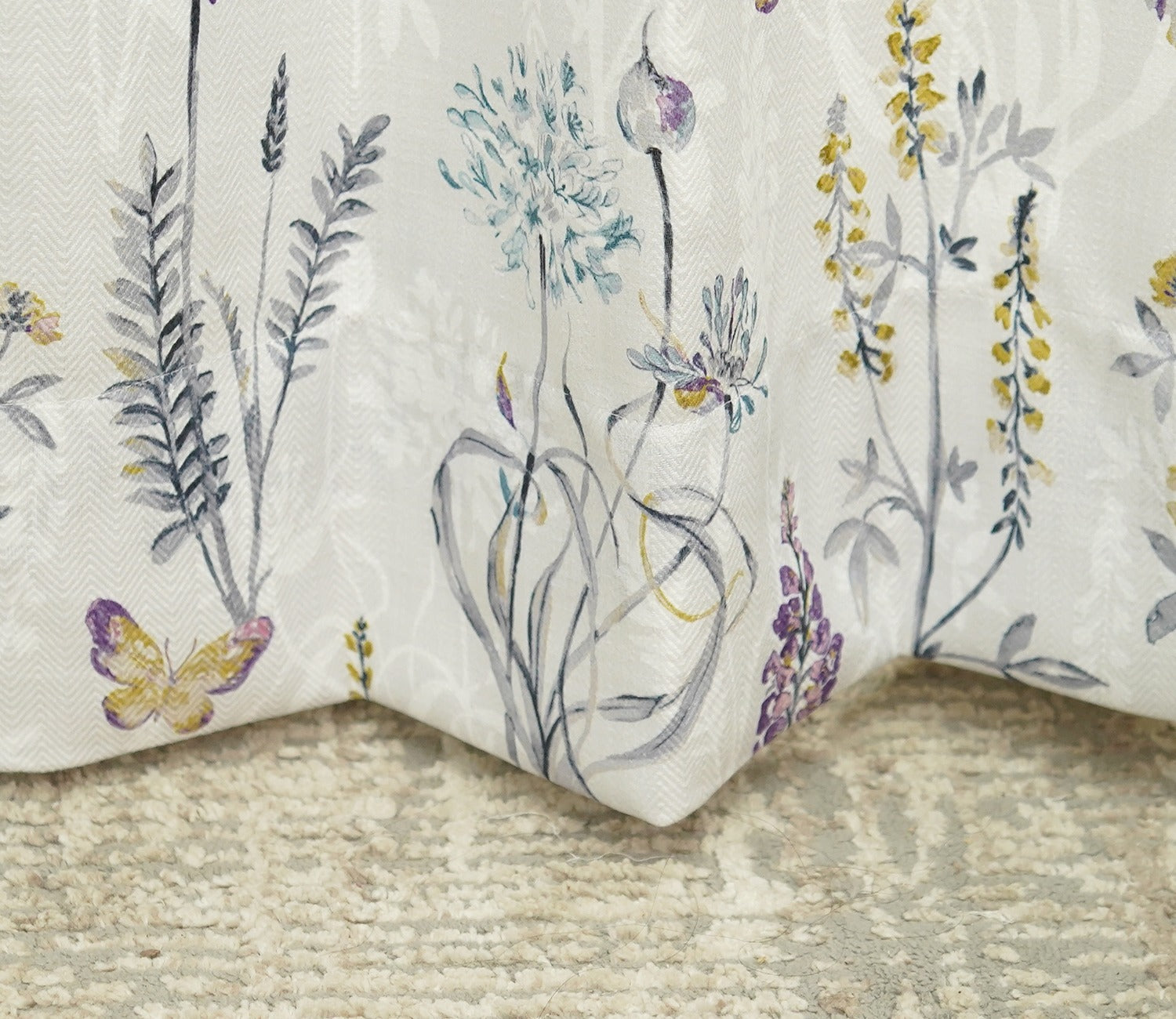 Grey Botanic Mist Floral Print Light-Filtering Door Curtains Set of 2 (Grey, 7 Feet)