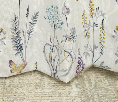 Grey Botanic Mist Floral Print Light-Filtering Door Curtains Set of 2 (Grey, 7 Feet)