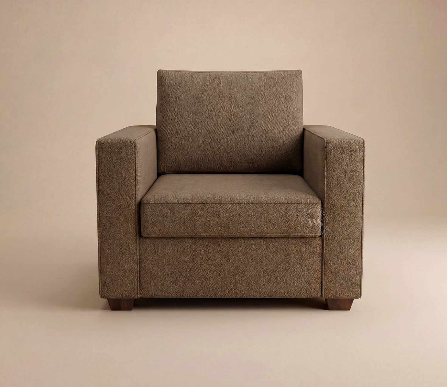 Albus One Seater Fabric Sofa (Sand Brown)